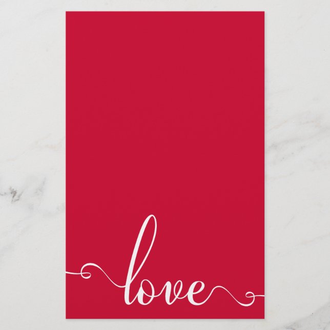 "Love" Stylish Valentines Day Stationery (Front)