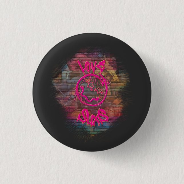  Love Sucks Graffiti Design Button (Front)
