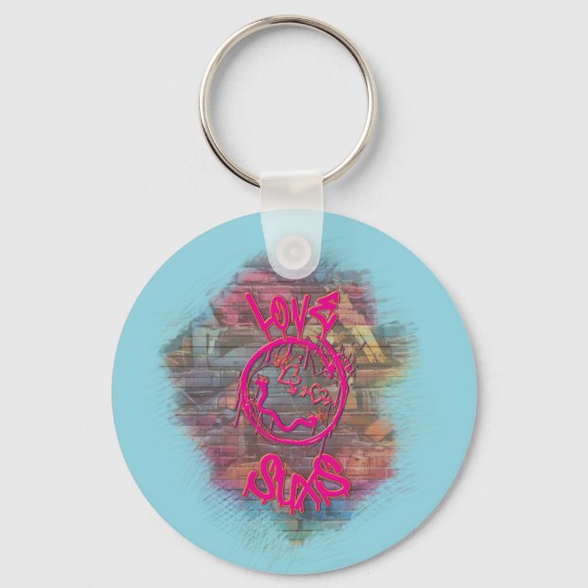  Love Sucks Graffiti Design Keychain (Front)