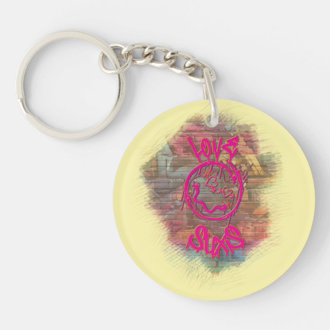  Love Sucks Graffiti Design Keychain (Front)