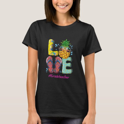Love Summer Pineapple Tropical Flower Flip 1st T_Shirt