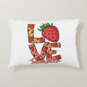 Love & Summer Pink & Brown Fresh Strawberry Accent Pillow