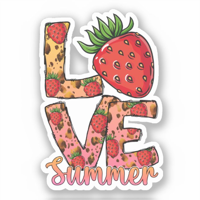 Love & Summer | Pink & Brown | Fresh Strawberry Sticker (Front)