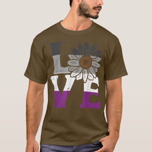 Love Sunflower Aseual Flower Ace Pride Flag LGBTQ  T_Shirt