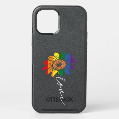 Love Sunflower Floral LGBTQ Rainbow Flag Gay Pride OtterBox Symmetry iPhone 12 Pro Case