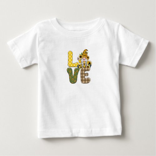 Love Sunflower Gnome Baby T_Shirt