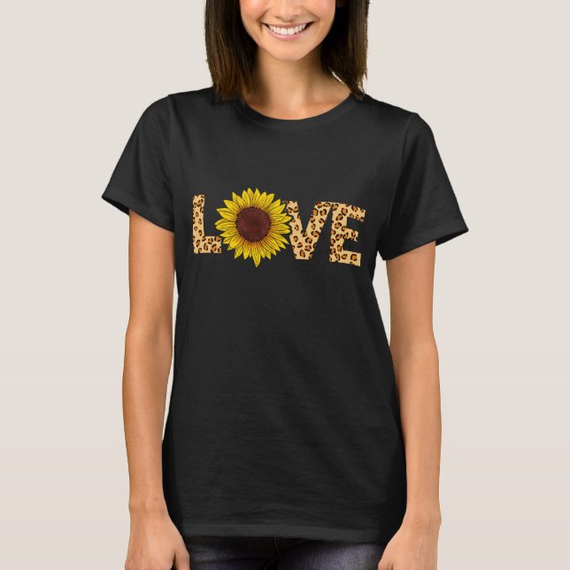 Love Sunflower Leopard Cheetah Lover T-Shirt (Front)