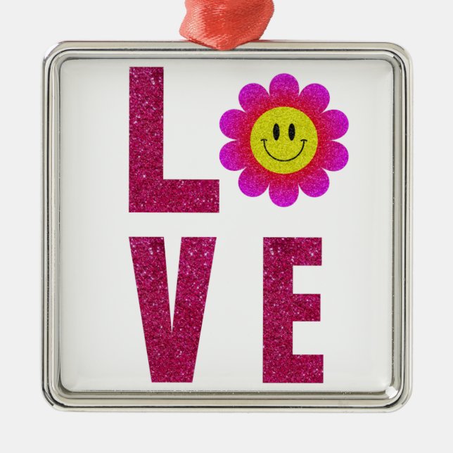 Love Sunflower Metal Ornament (Front)