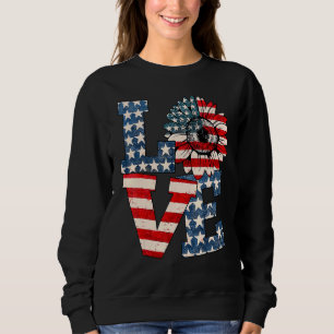 Love Sunflower Usa Flag Proud Celebrating 4th Of J Sweatshirt