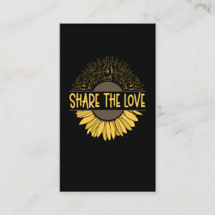 Love Sunflowers Peace Hand Sign Nature Business Card