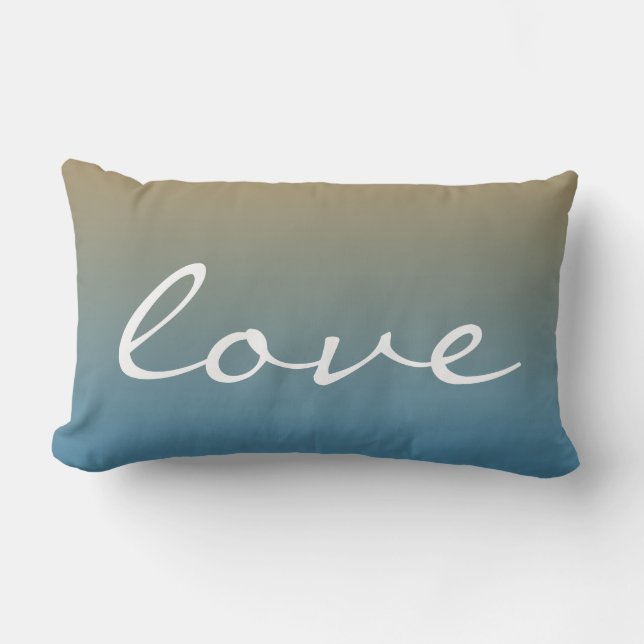Love sunset blue peach lumbar pillow (Front)