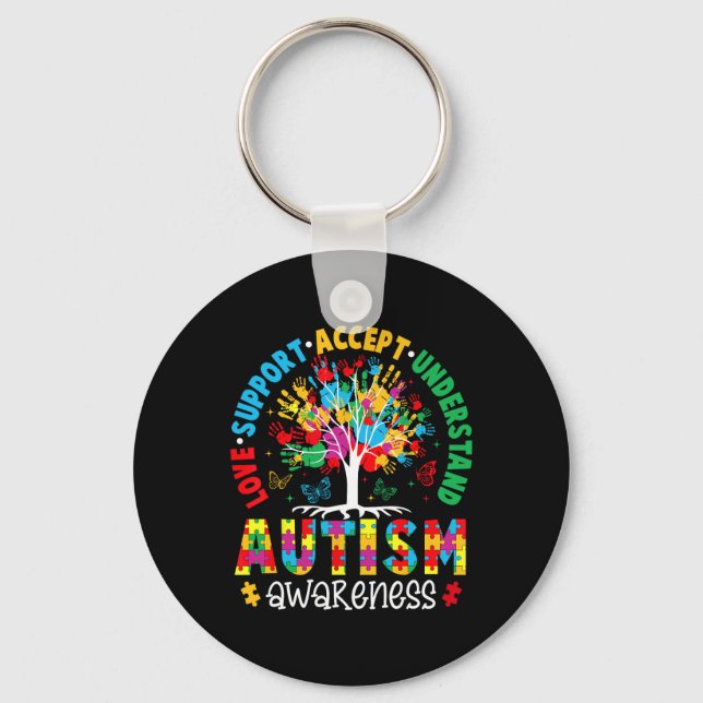 Love Support Accept Understand Autism Awareness Ac Keychain (Front)