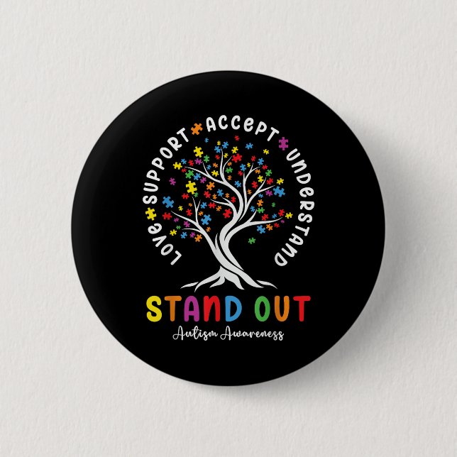 Love Support Accept Understand Autism Awareness Au Button (Front)