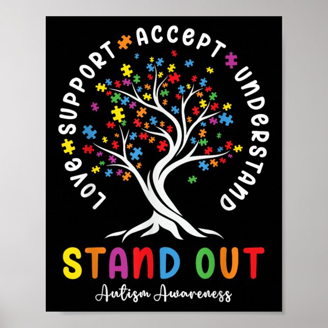 Love Support Accept Understand Autism Awareness Au Poster (Front)