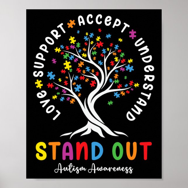 Love Support Accept Understand Autism Awareness Au Poster (Front)