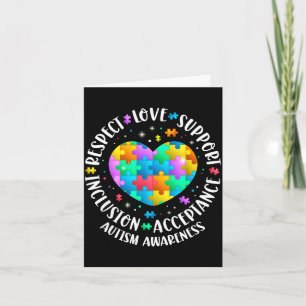 Love support accptance autism awareness heart card
