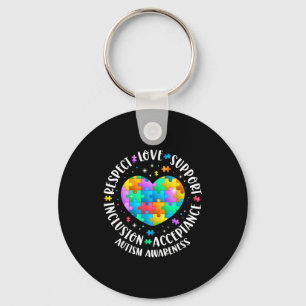 Love support accptance autism awareness heart keychain