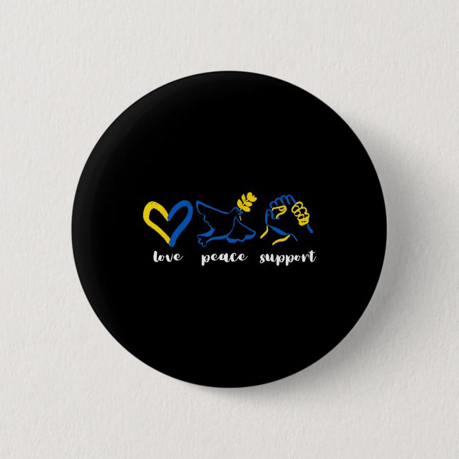 Love Support Peace Ukraine Awareness Heart Unity M Button (Front)