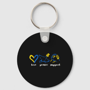 Love Support Peace Ukraine Awareness Heart Unity M Keychain