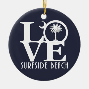 LOVE Surfside Beach Ceramic Ornament