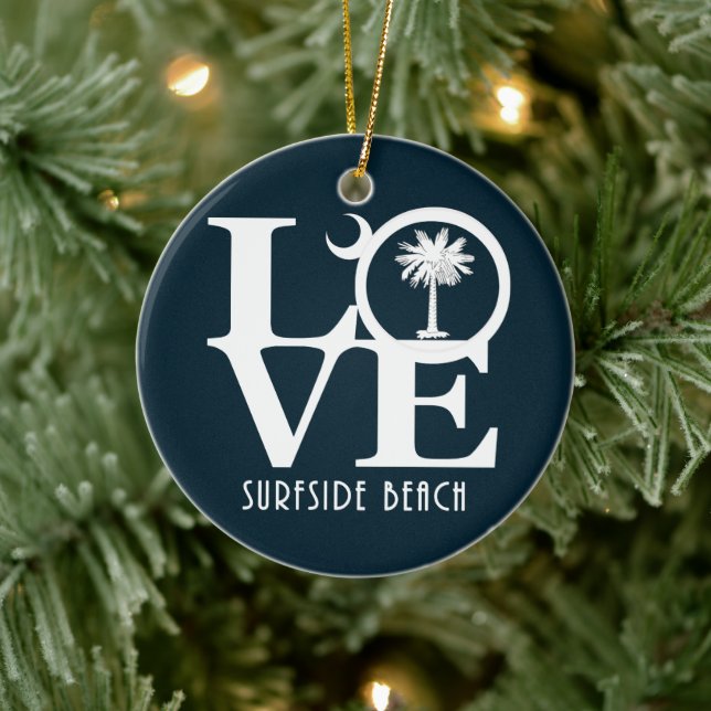 LOVE Surfside Beach SC Ceramic Ornament (Tree)