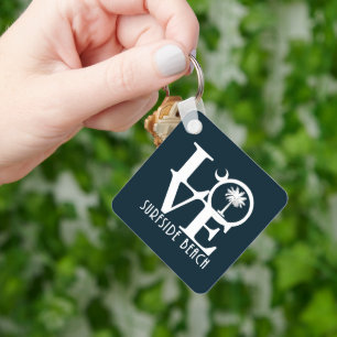 LOVE Surfside Beach SC  House Flag Keychain