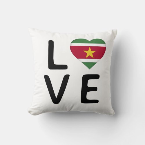 Love _ Suriname Flag Throw Pillow