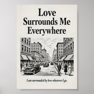 Love Surrounds Me Everywhere Vintage Affirmation Poster