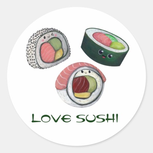 Love Sushi Classic Round Sticker