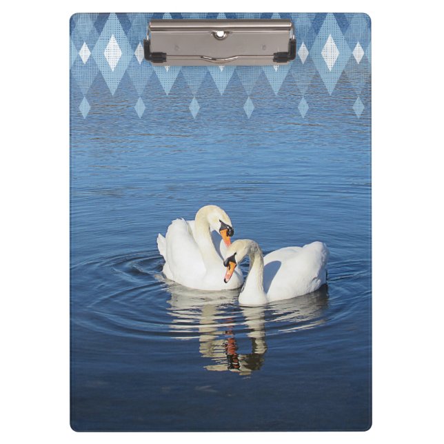 Love Swans Photograph Blue Clipboard (Front)
