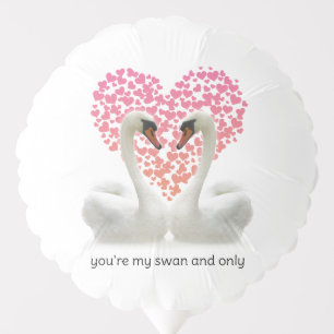 Love Swans Pink Hearts Balloon