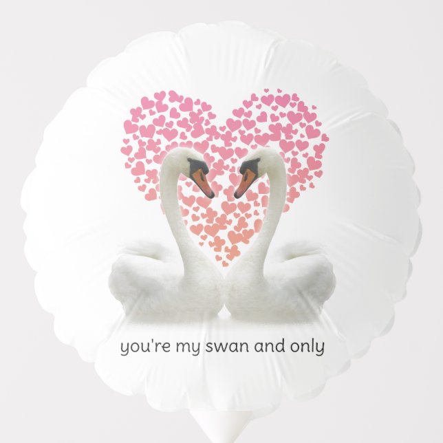 Love Swans Pink Hearts Balloon (Front)