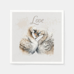 Love Swans Romantic Wedding  Napkins