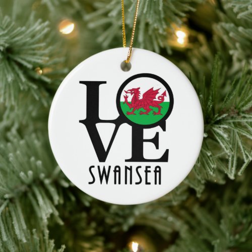 LOVE Swansea Wales Ceramic Ornament