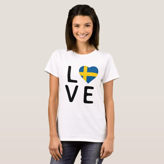 Love - Sweden Flag T-Shirt (Front Full)