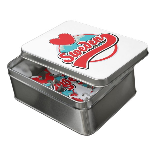 Love Sweden vintage style logo Jigsaw Puzzle (Lid Open)