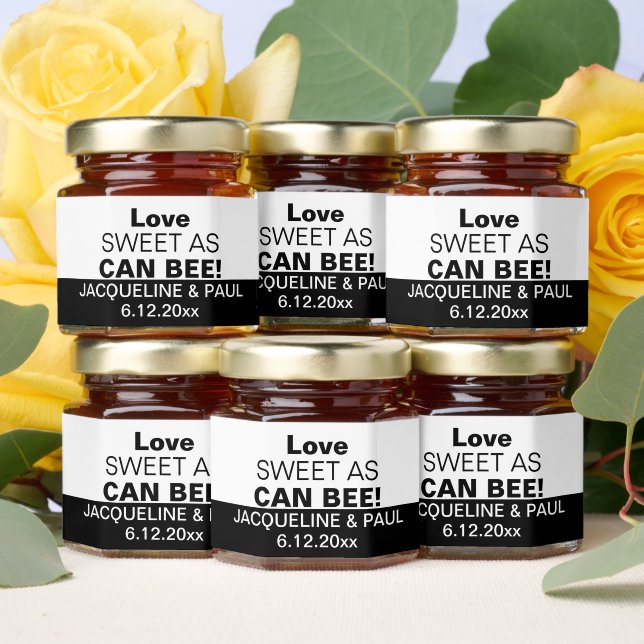 Love Sweet As Can Bee Wedding Names Black Honey Jar Favors (Insitu)