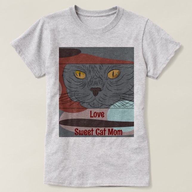 Love Sweet Cat Mom t-shirt for woman (Design Front)