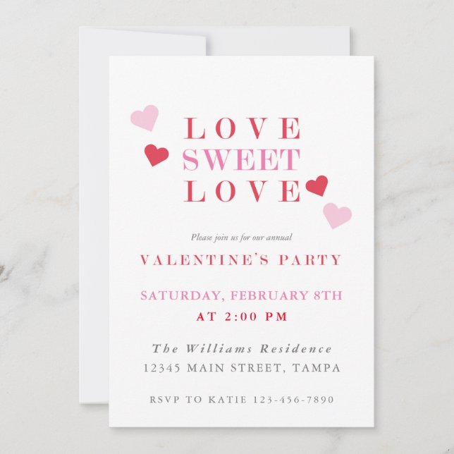 Love Sweet Love Valentine's Day Party Invitation (Front)