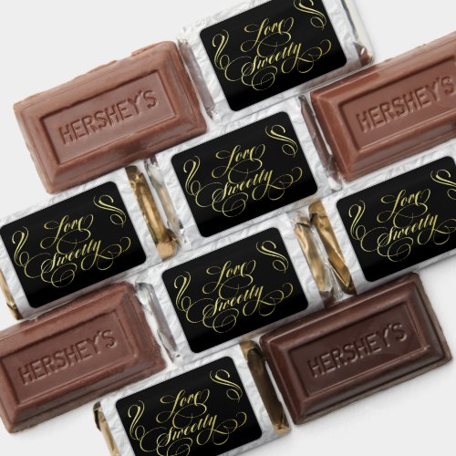 Love Sweetly Black/Gold Wrapped Chocolate Hershey's Miniatures