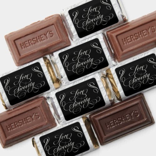 Love Sweetly Black/Silver Wrapped Chocolate Hershey's Miniatures