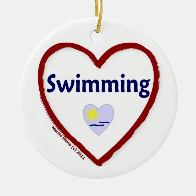 Love Swimming Ceramic Ornament (Front)