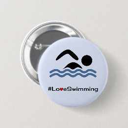 Love swimming pictogram blue button