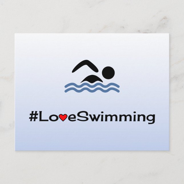Love swimming pictogram pale blue postcard (Front)