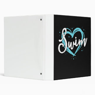 Love Swimming Swim Team Heart Lover Blue Swimmer 3 Ring Binder
