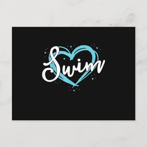 Love Swimming Swim Team  Heart Lover Blue Swimmer Announcement Postcard