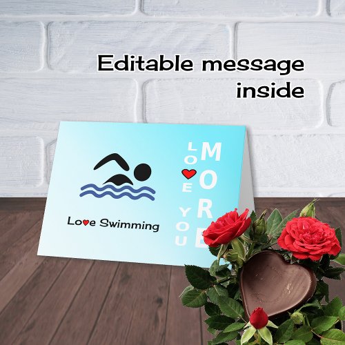 Love Swimming Valentines Day romantic sports Holiday Card