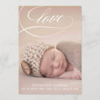 Love Swirl Baby Birth Announcement Photo Card