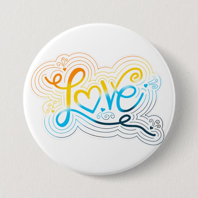 Love Swirl Doodle AroAce Pride Flag Lettering Button (Front)