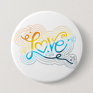 Love Swirl Doodle AroAce Pride Flag Lettering Button